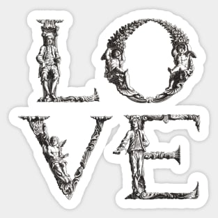 Dramabite Love Vintage Retro Typography Text Ornamental illustration Sticker